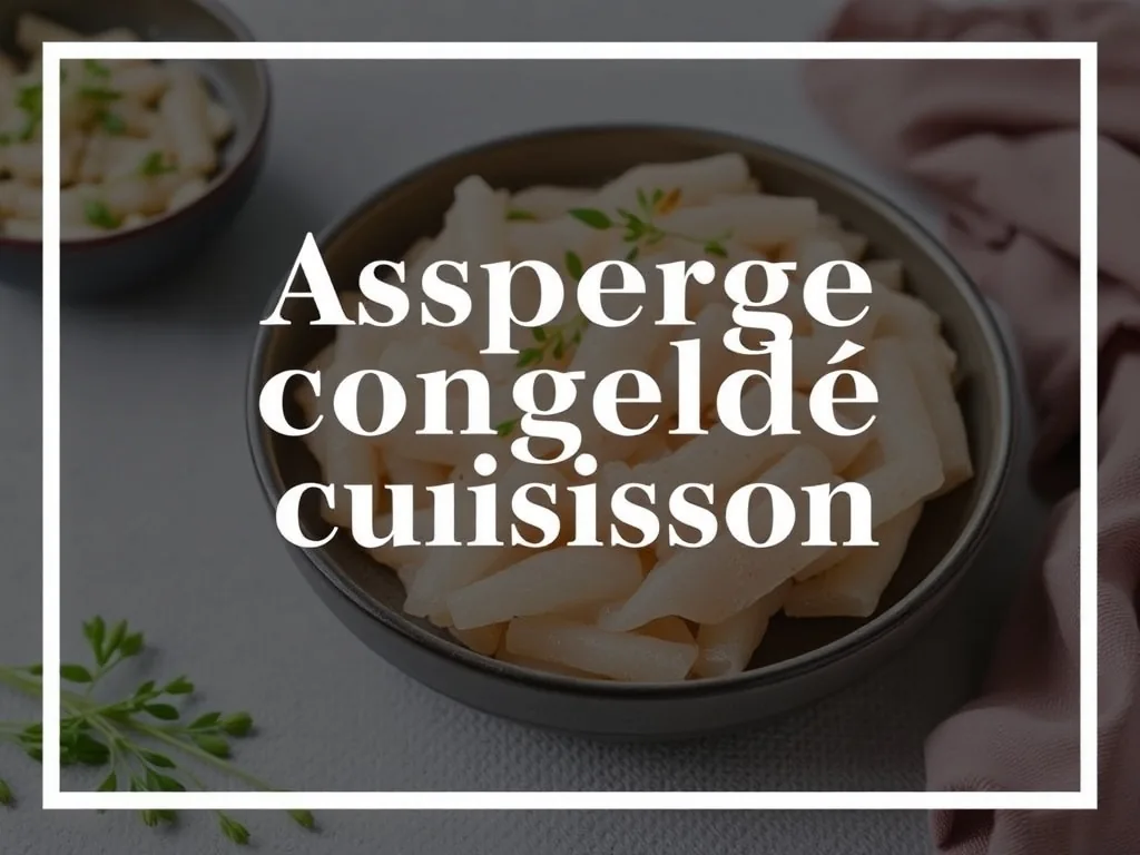 Asperges vertes surgelées en train de cuire dans une poêle avec de l'huile d'olive, vapeur et texture brillante