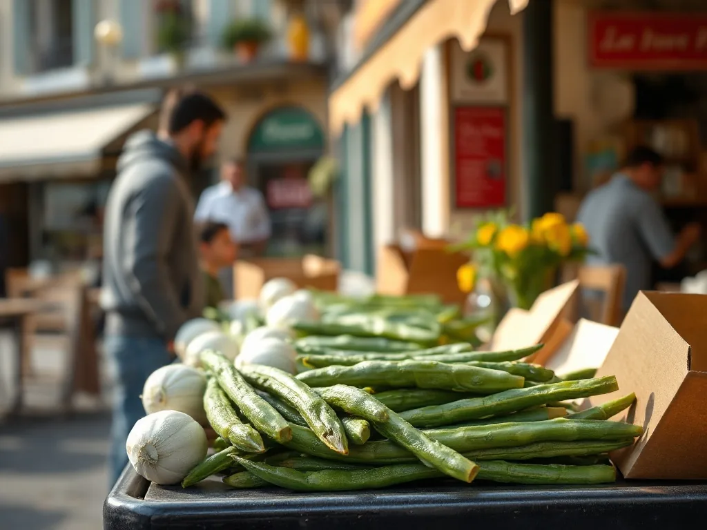 Haricots verts fraîchement cuits à la cocotte-minute, d'un vert éclatant, dans un panier vapeur en inox