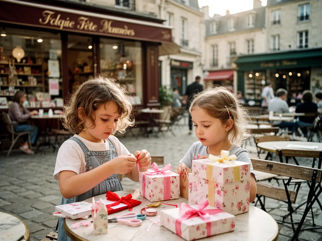 Un enfant et un adulte peignant un cadre en bois, couleurs vives, matériel de bricolage sur la table