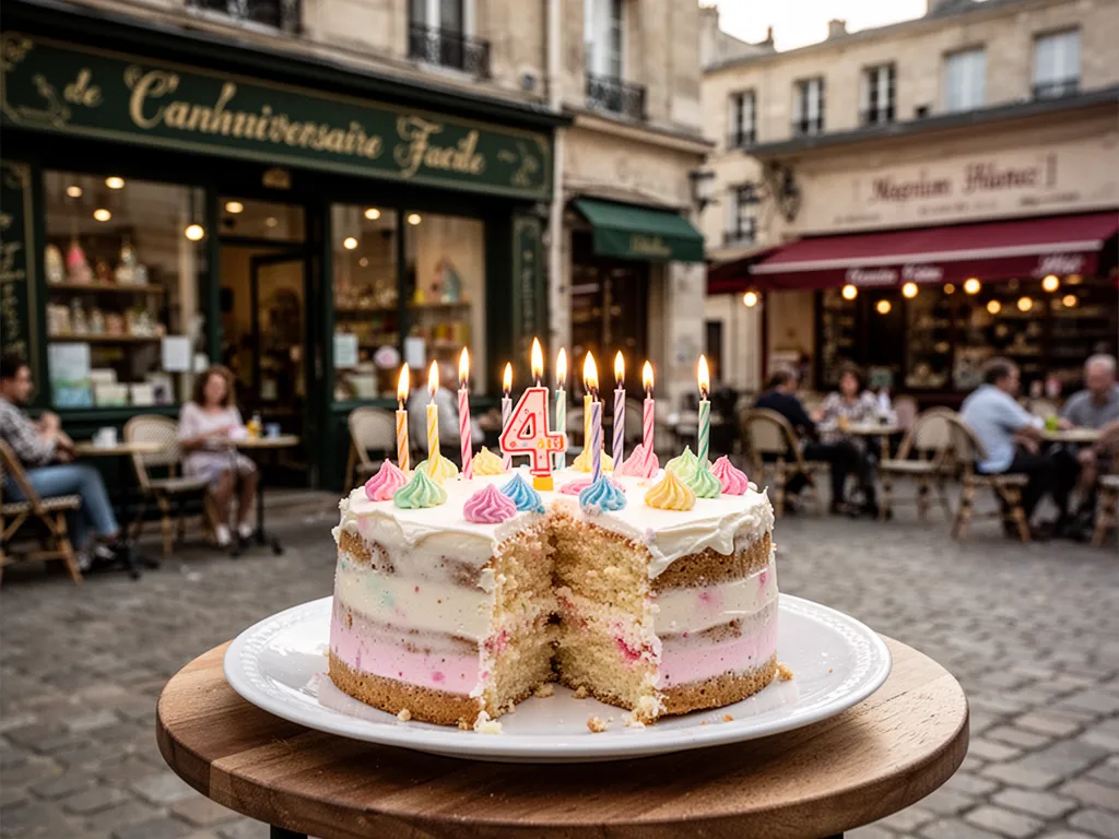 Gâteau d'anniversaire coloré pour enfants avec glaçage et décorations simples