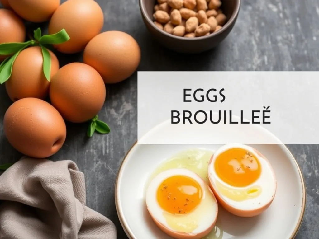 Œufs brouillés crémeux dans une poêle avec une spatule en bois, beurre fondant et brins de ciboulette fraîche