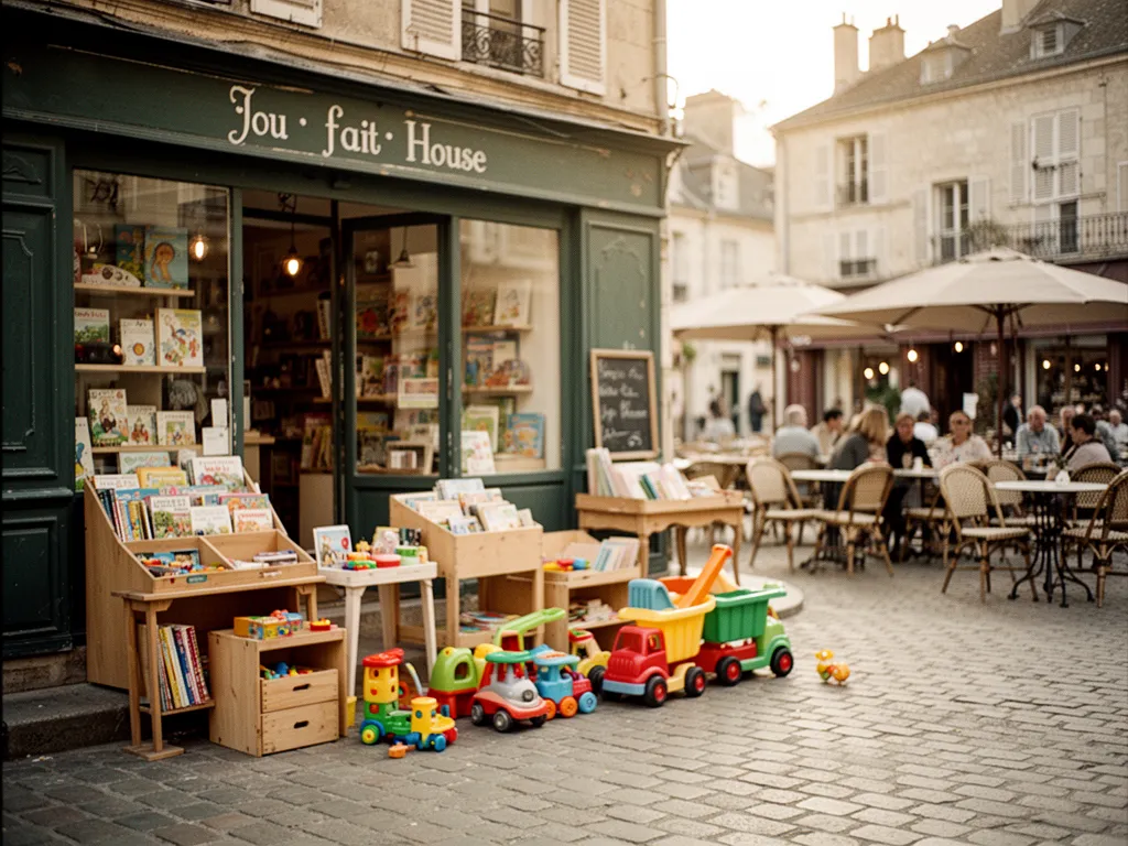 Meuble bas en bois avec boîtes et paniers pour ranger des peluches et voitures