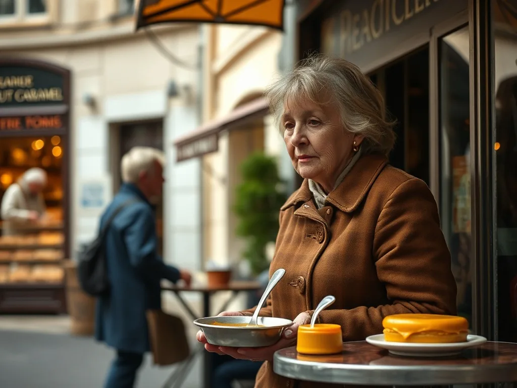 Crème caramel renversée sur une assiette, nappée de caramel liquide, à côté d'une gousse de vanille fendue